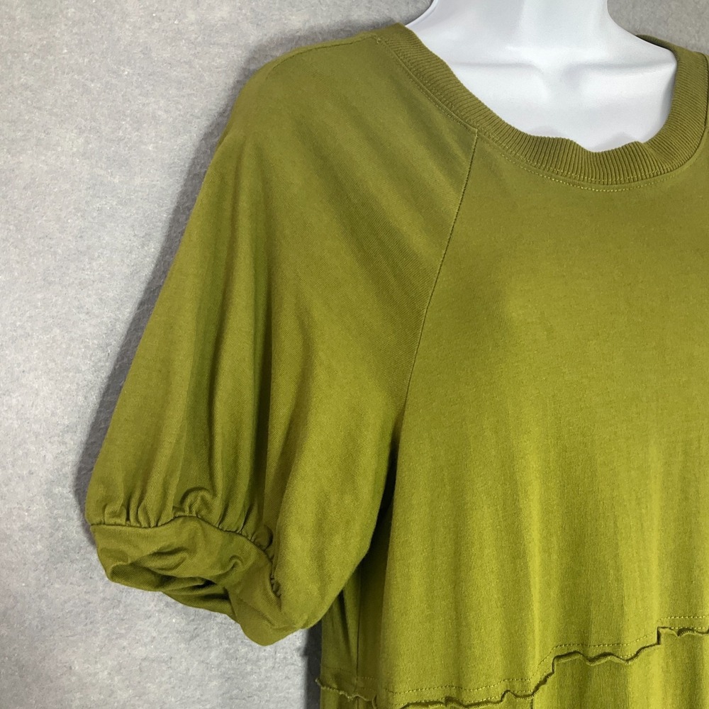 Free People FB Beach Maxi Dress Womens Sz L Green Puff Sleeve Brentwood Flowy - Picture 7 of 13